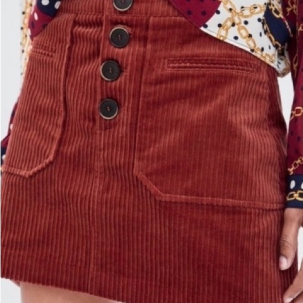 Zara Terracotta Corduroy Skirt